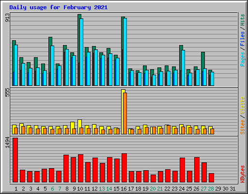 Daily usage for February 2021