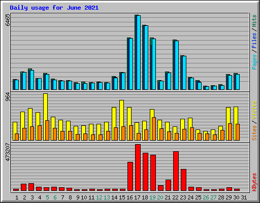 Daily usage for June 2021