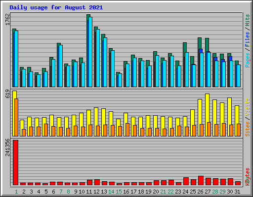 Daily usage for August 2021