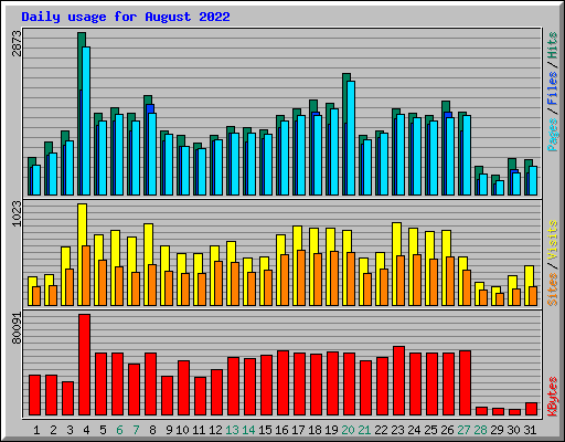Daily usage for August 2022