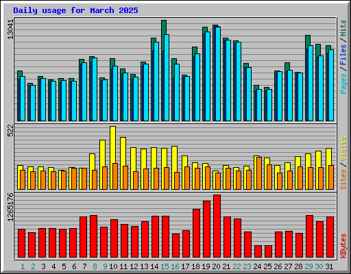 Daily usage for March 2025