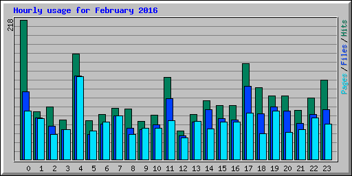 Hourly usage for February 2016
