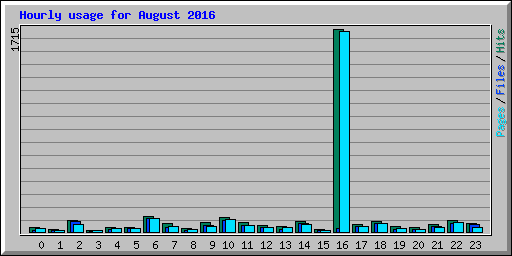Hourly usage for August 2016