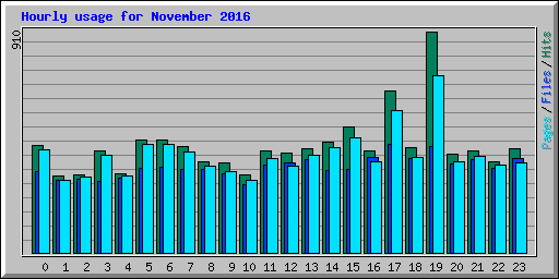 Hourly usage for November 2016