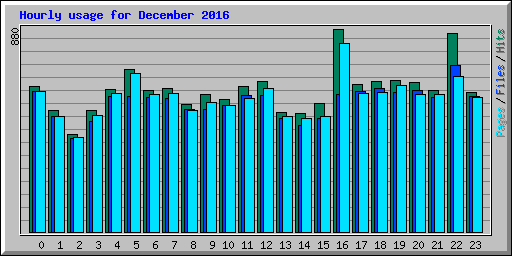 Hourly usage for December 2016