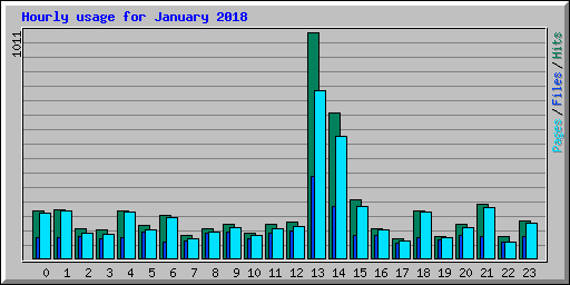 Hourly usage for January 2018